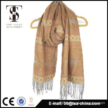 100%Acrylic classic women jacquard woven christmas gifts scarf